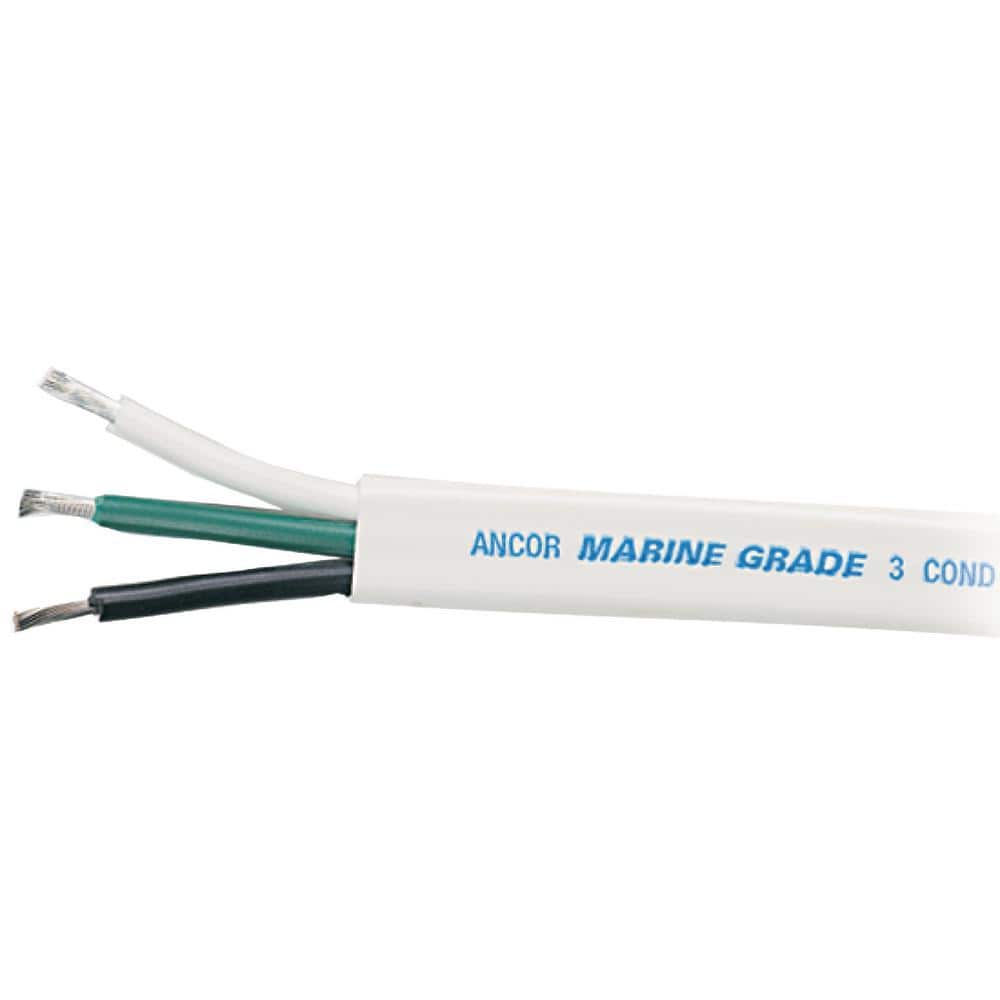 Ancor 250 ft. Marine Grade Flat Tinned Triplex Cable 14/3 AWG,  Black/Green/White With White Jacket 131525 - The Home Depot