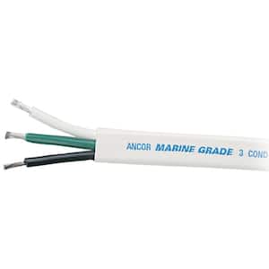 100 ft. Marine Grade Round Tinned Triplex Cable 14/3 AWG Black/Green/White With White Jacket