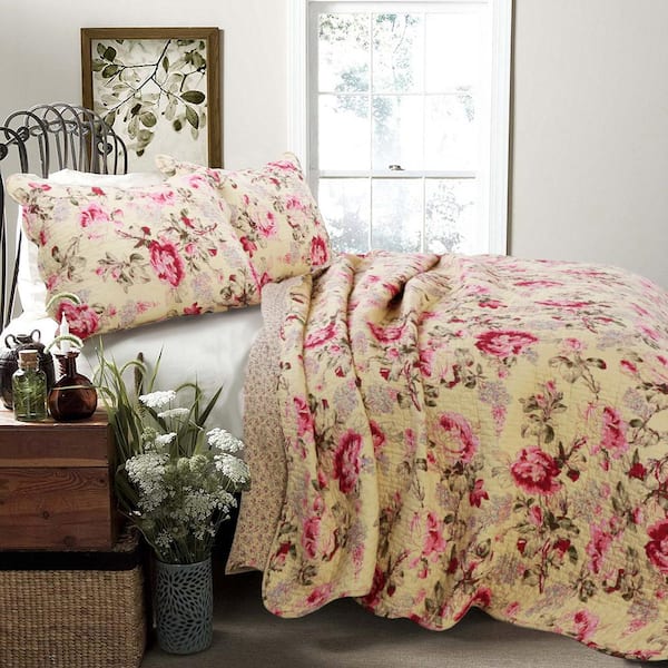 Pink Floral Duvet Cover Set Ruffle, French Bedding, Aesthetic