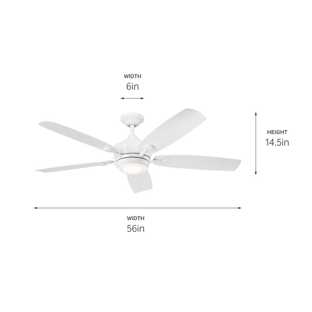 White 56-Inch 5-Blade Ceiling Fan with LED Light and Remote