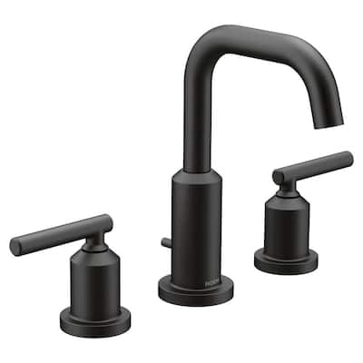 Gibson 8 in. Widespread 2-Handle High-Arc Bathroom Faucet Trim Kit in Matte Black (Valve Not Included)