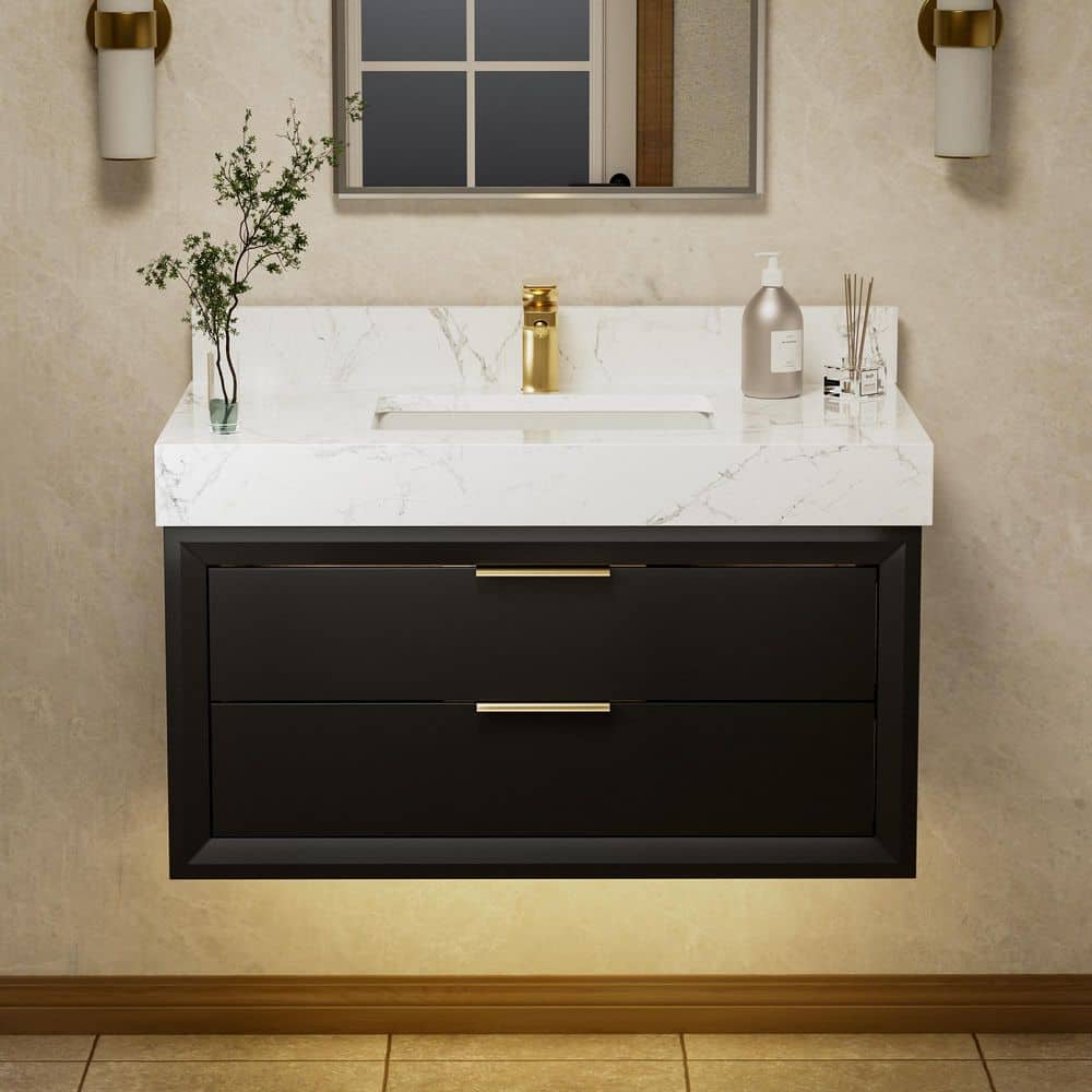 ExBrite MarbleLux 36 in. W x 20.8 in. D x 29.6 in. H Floating