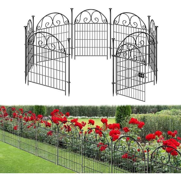 32 in. Garden Barrier Fence 7 Panels with Gate, Reusable Defense Fence for Outdoor Yard