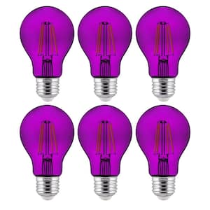 60-Watt Equivalent A19 Dimmable Filament E26 Medium Base LED Purple Light Bulbs (6-Pack)