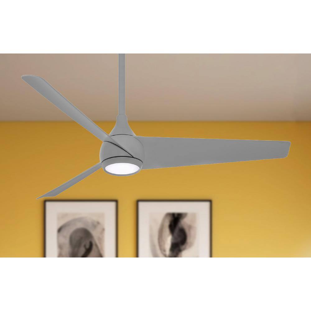52'' Gray Steel LED Smart Ceiling Fan with Remote Control