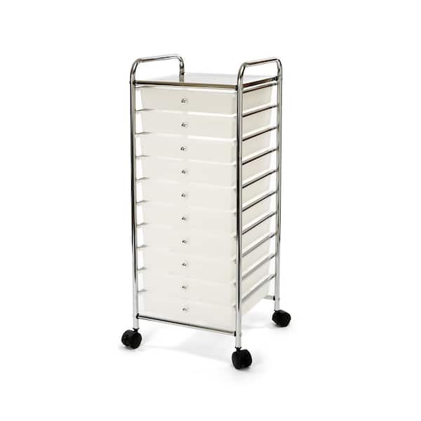Seville Classics Frosted White Large 10-Drawer Organizer Cart