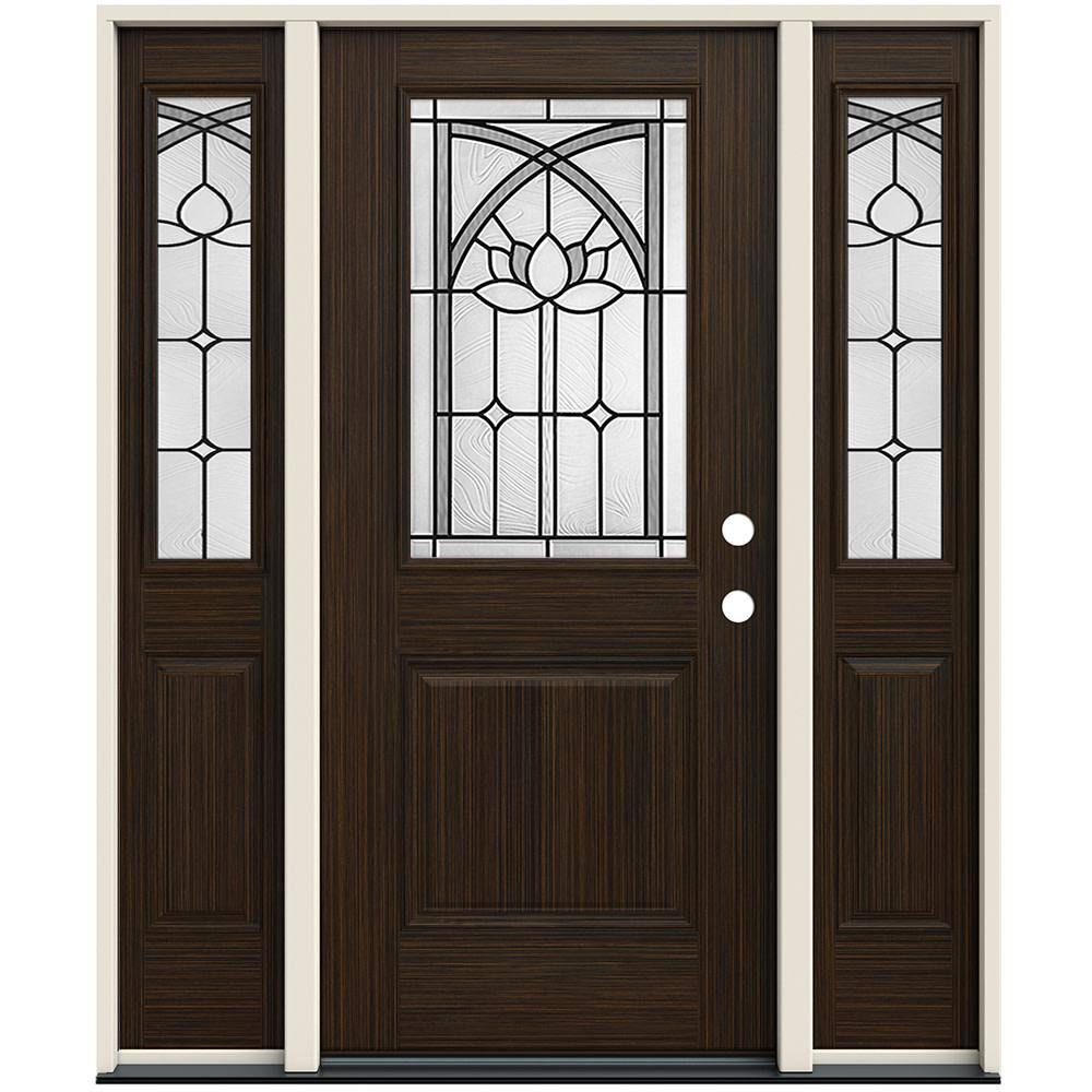 JELD-WEN 36 in. x 80 in. Left-Hand/Inswing 1/2 Lite Ardsley Decorative ...