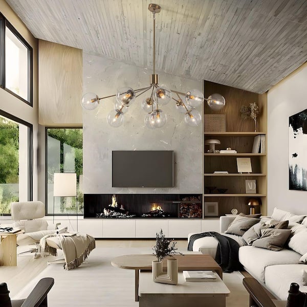 GoYeel Torbone 12-Light Gold Modern Luxury Branch Seeded Glass