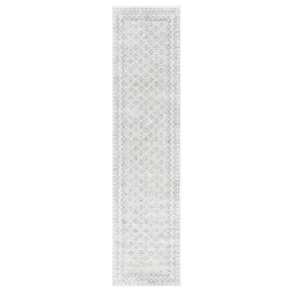 Brentwood 2 ft. x 10 ft. Ivory/Gray Multi-Border Geometric Runner Rug