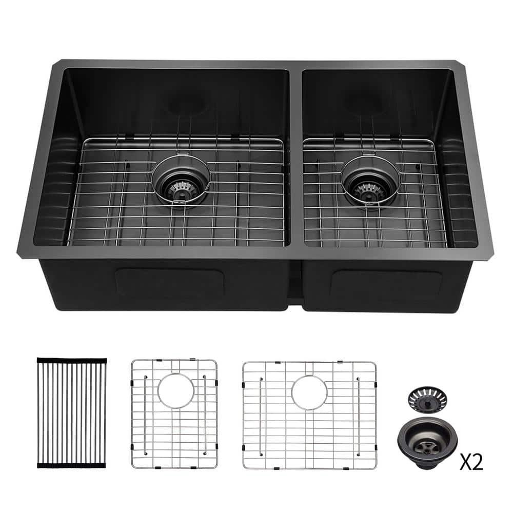 33'' Stainless Steel Undermount Double Bowl Kitchen Sink