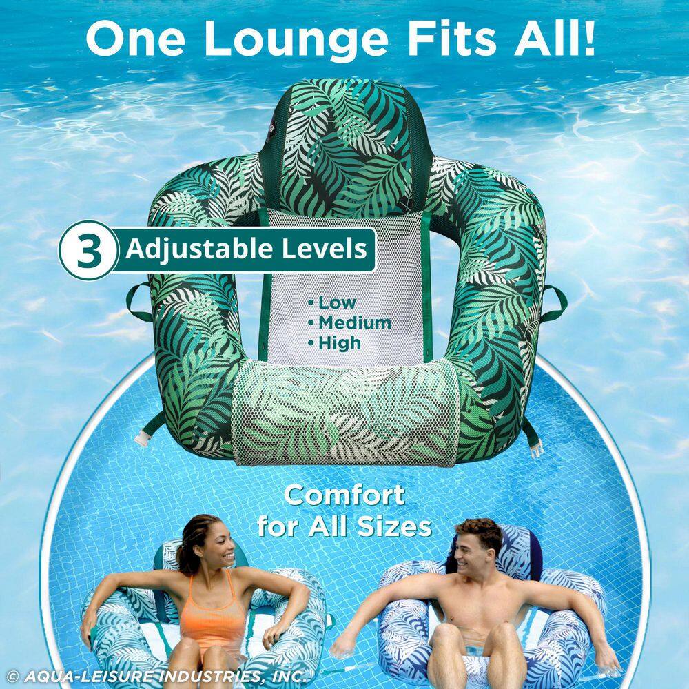 Teal Fern Leaf Inflatable Zero Gravity Pool Lounger