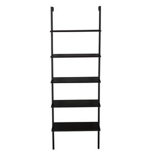 Industrial 72 in. Black MDF 5-Shelf Ladder Bookcase with Metal Frame
