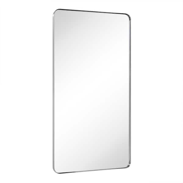 TEHOME Kengston 30 in. W x 60 in. H Rectangular Stainless Steel Framed Wall Mounted Bathroom Vanity Mirror in Brushed Nickel