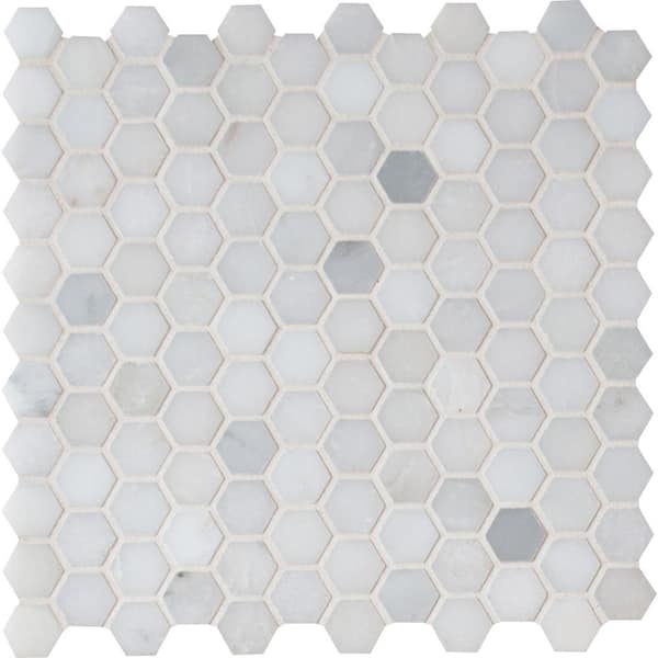 MSI Take Home Sample - Aline Carrara Hexagon 6 in. x 6 in. Honed Marble Wall Tile