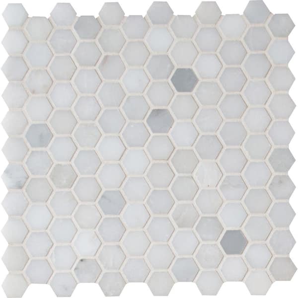MSI Greecian White 1 in. Hexagon 12 in. x 12 in. Polished Marble Mesh-Mounted Mosaic Tile (10 sq. ft./Case)