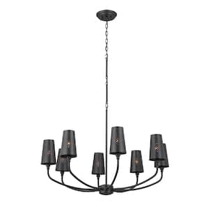 Adeena 36.5 in. 8-Light Black Traditional Shaded Circle Chandelier for Dining Room