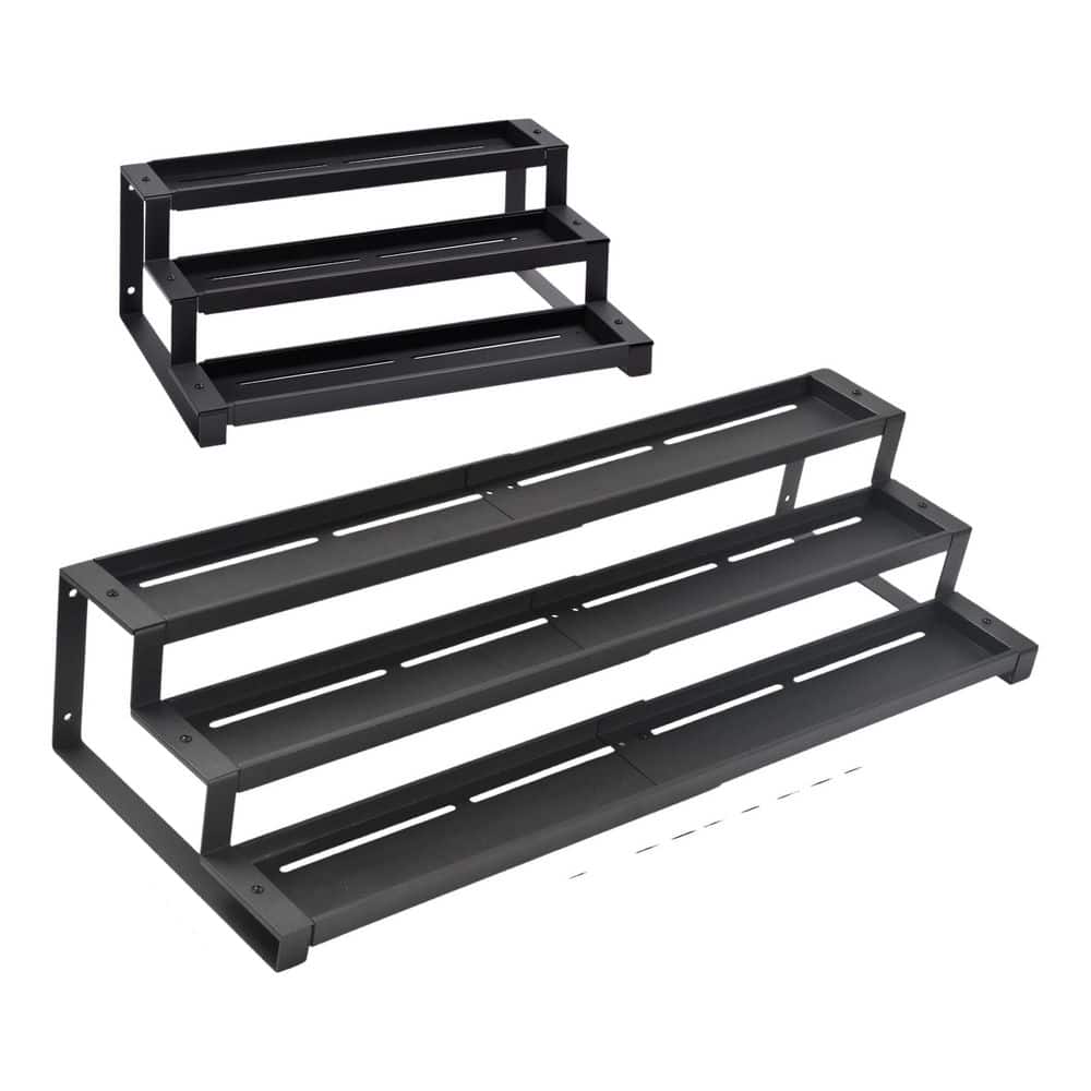 3 Tier Black Expandable Adjustable Shelf Spice Rack Organizer for Cabinet Pantry Kitchen Countertop price history on PriceWatchPro
