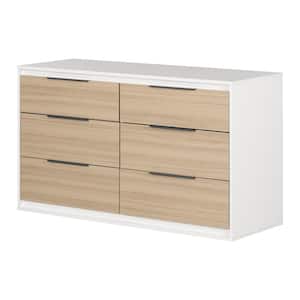 Hourra 6-Drawer Soft Elm and White 51.25 in. Double Dresser