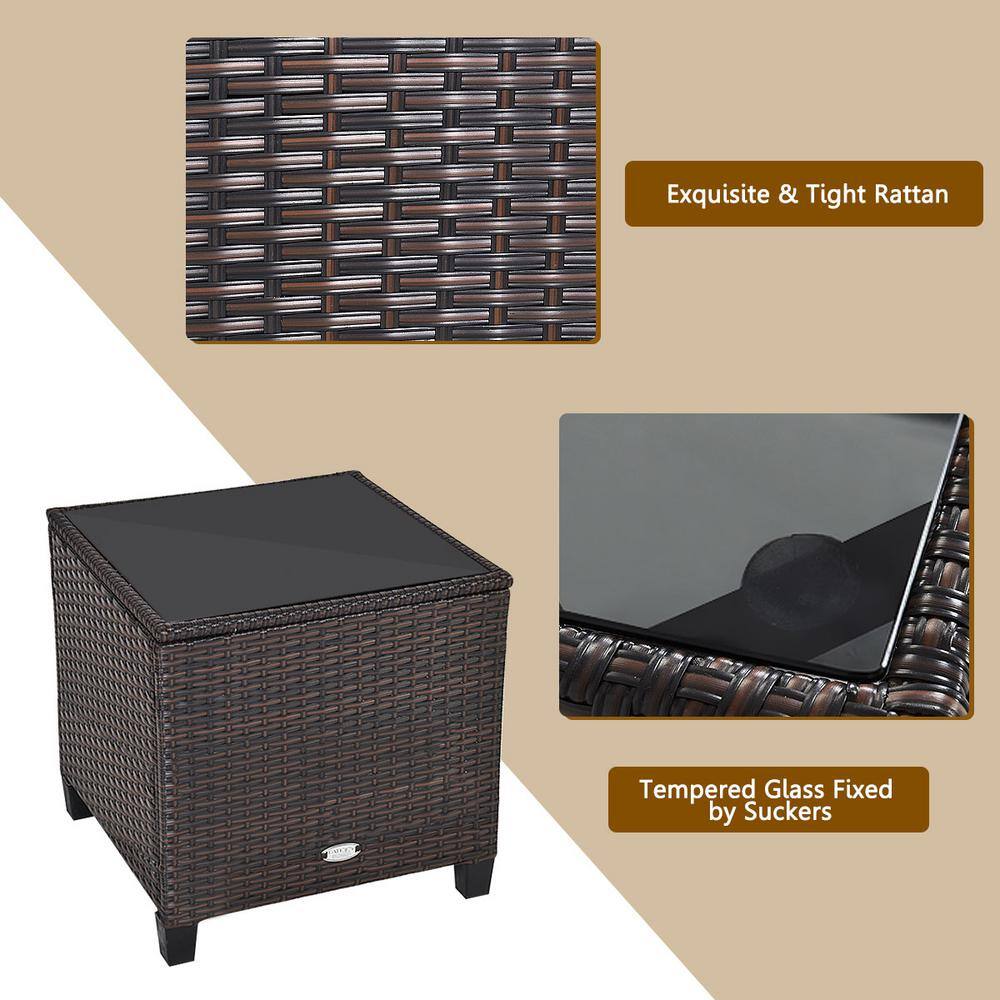 Black Cushioned 3-Piece Steel Frame Outdoor Conversation Set