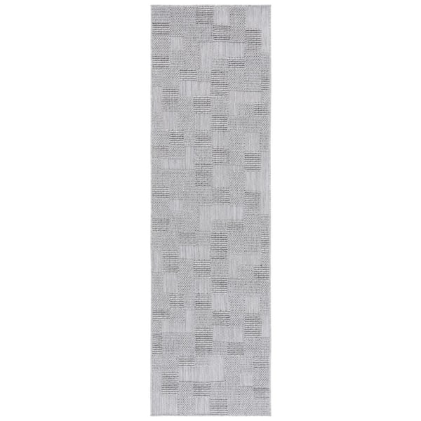 Milos 2 ft. x 8 ft. Gray High-Low Geometric Indoor/Outdoor Runner Rug