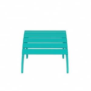 District Turquoise Outdoor Plastic Adirondack Chair Folding Ottoman