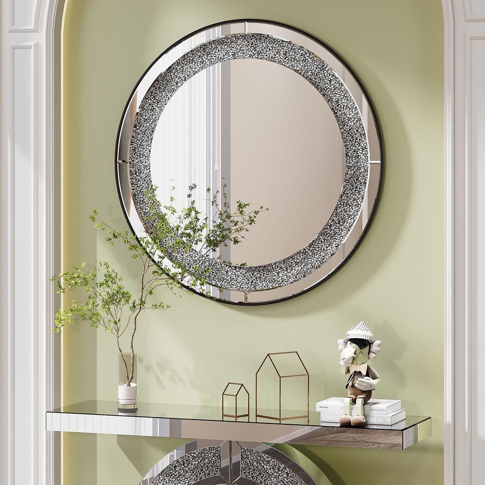Seafuloy Silver 33.46 in W x 33.46 in H Round Crystal Crush
