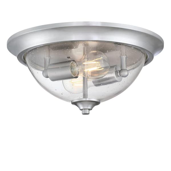 Westinghouse Basset 13 in. 2-Light Brushed Nickel Flush Mount