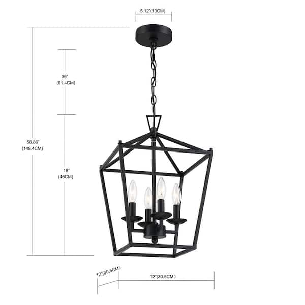 Hukoro Alfa 12 in. 4-Light Geometric Cage Lantern Pendant