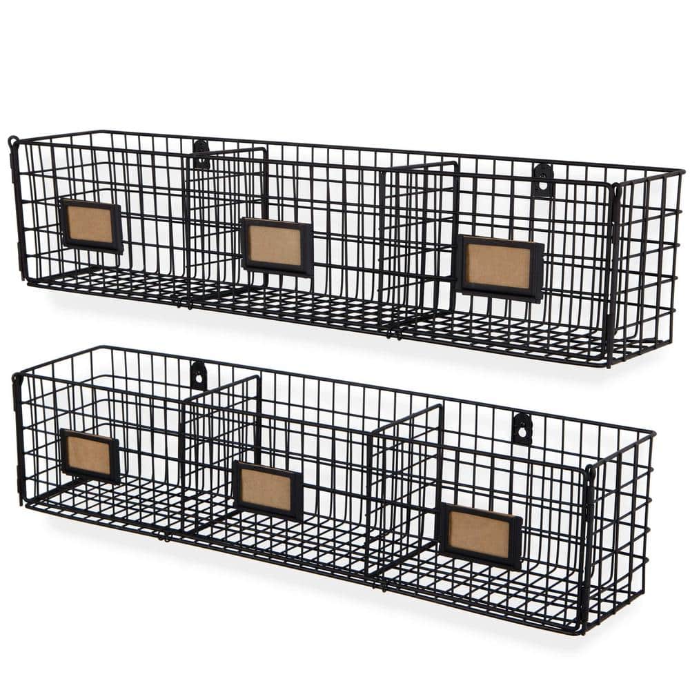 2-pcs Hanging File Folders Office Desk Organizer Wall Mount Wire Basket Sto
