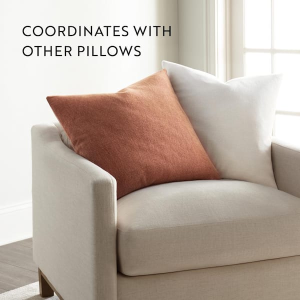 Washed and Distressed Cotton 20 in. x 20 in. Decor Throw Pillow in Terracotta