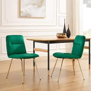 AMIGO Green Fabric Modern Dining Side Chairs, Set of 2