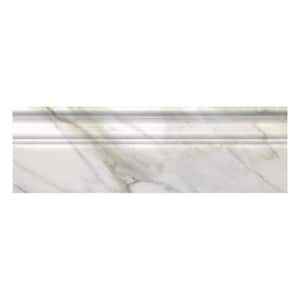 White Grandis 4 in. x 12 in. Marble Polished Baseboard Tile Trim (3.33 sq. ft./case) 10-Pack