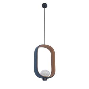 Monique 40-Watt Integrated LED Blue Oval Pendant with Glass Shade