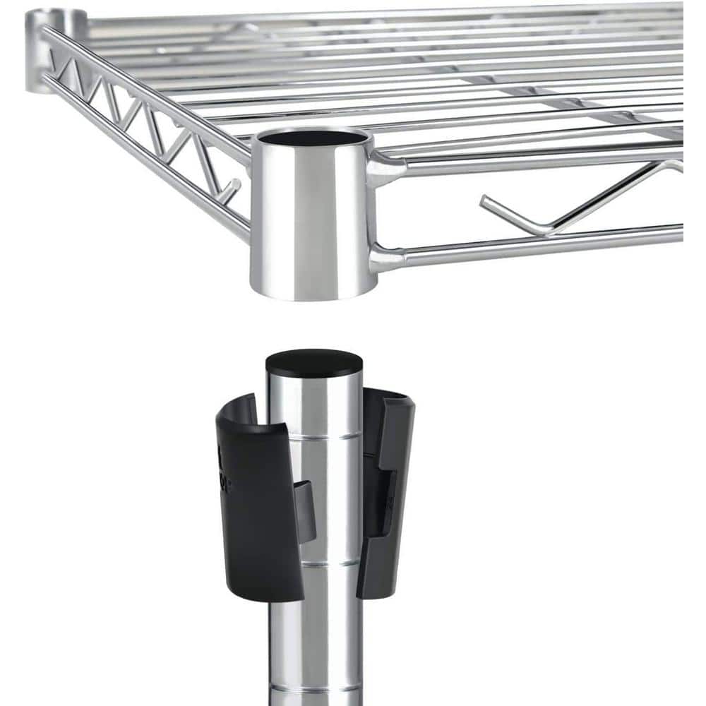 Silver 4-Tier Adjustable Steel Wire Shelving Unit with Wheels