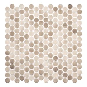 Pixie Nia Gray/Brown/Cream 12-1/8 in. x 12-1/8 in. Penny Round Smooth Glass Mosaic Tile (5.1 sq. ft./Case)
