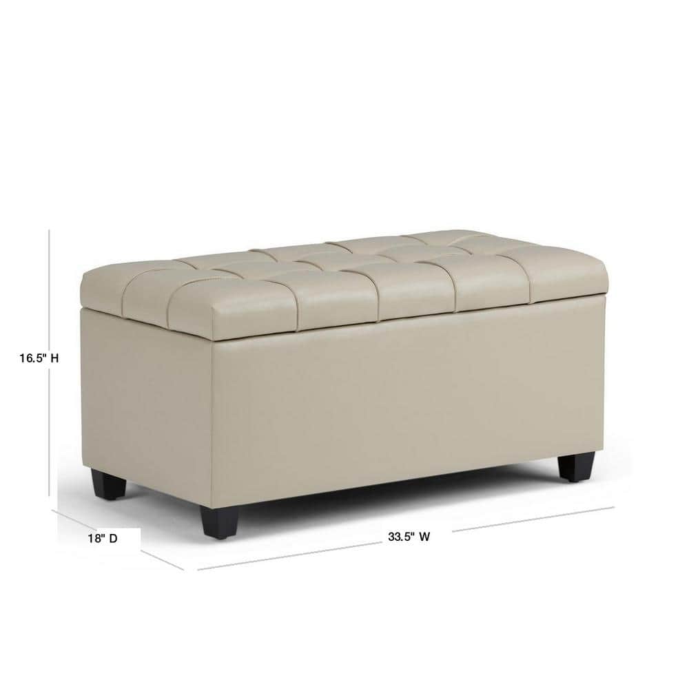 Satin Cream Tufted Footstool Bench Ottoman with Storage