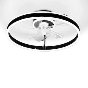 19 in. Indoor Black Enclosed Ceiling Fan with Light Remote APP Control