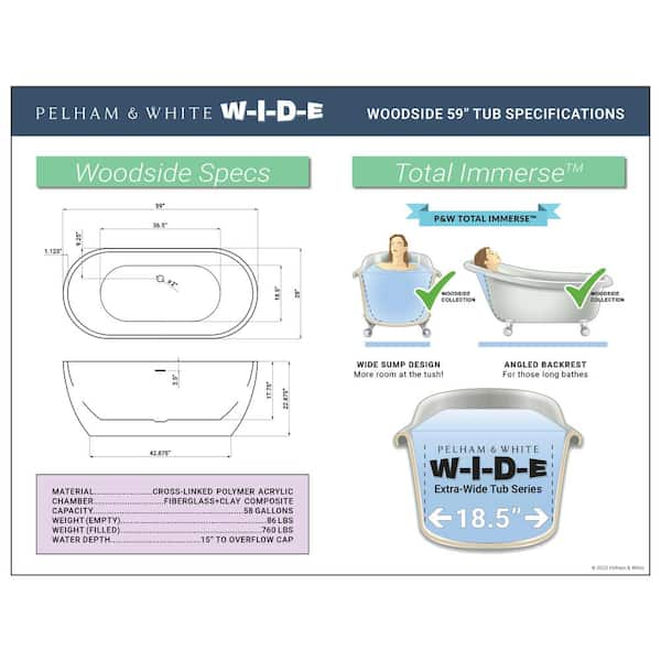 PELHAM & WHITE W-I-D-E Series Woodside 59 in. Acrylic Oval