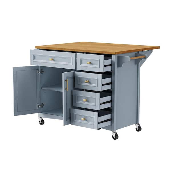 52 in. W x 29.5 in. D x 36.25 in. H Bathroom Blue Linen Cabinet