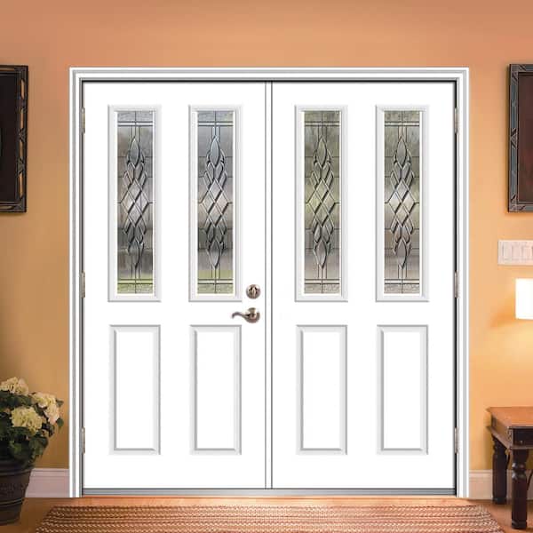 MMI Door 60 in. x 80 in. Grace Right-Hand Inswing 2-Lite 2-Panel Decorative  Primed Steel Prehung Front Door on 4-9/16 in. Frame Z03656668R - The Home  Depot