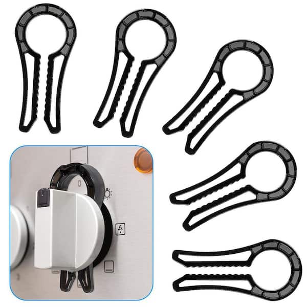 Kitchen Gas Stove Knob Locks Guard for Safety in Black (5 Packs)