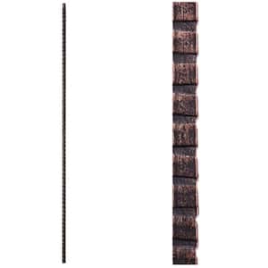 Gothic Hammered 44 in. x 0.5625 in. Oil Rubbed Bronze Plain Square Face Hammered Solid Wrought Iron Baluster