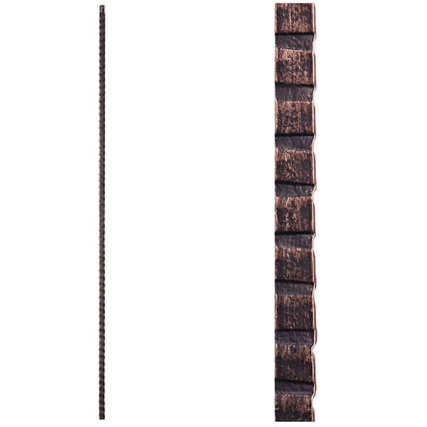 HOUSE OF FORGINGS Gothic Hammered 44 in. x 0.5625 in. Oil Rubbed Bronze Plain Square Face Hammered Solid Wrought Iron Baluster