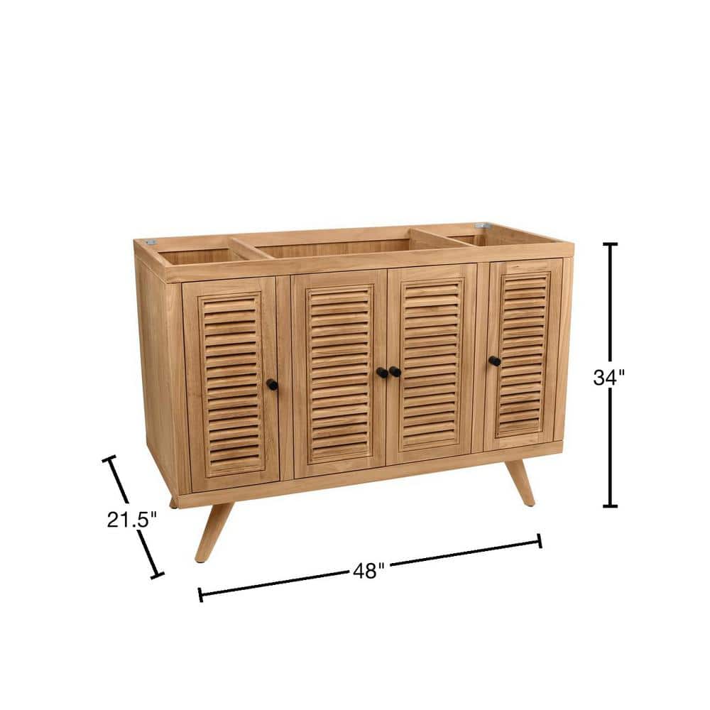 Harper Transitional 48" Teak Solid Wood Freestanding Vanity Base