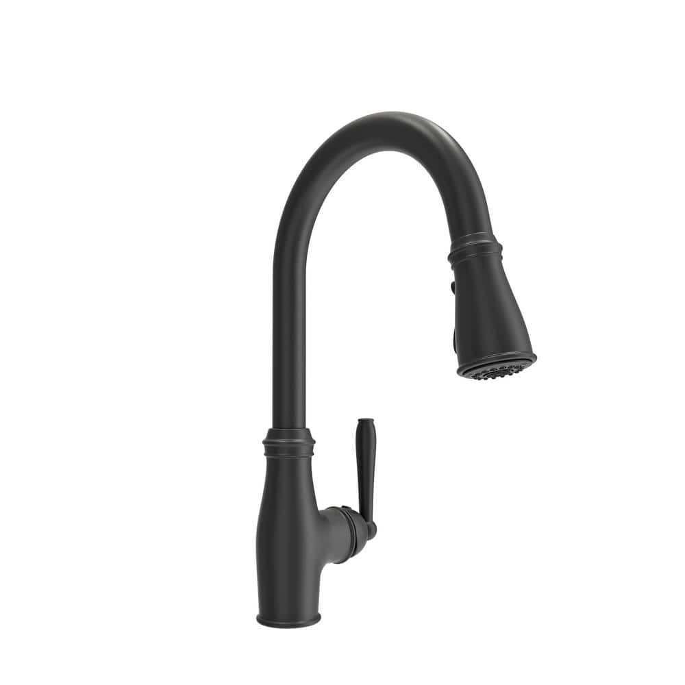 Belsena Matte Black Brass Pull-down Kitchen Faucet with Spray