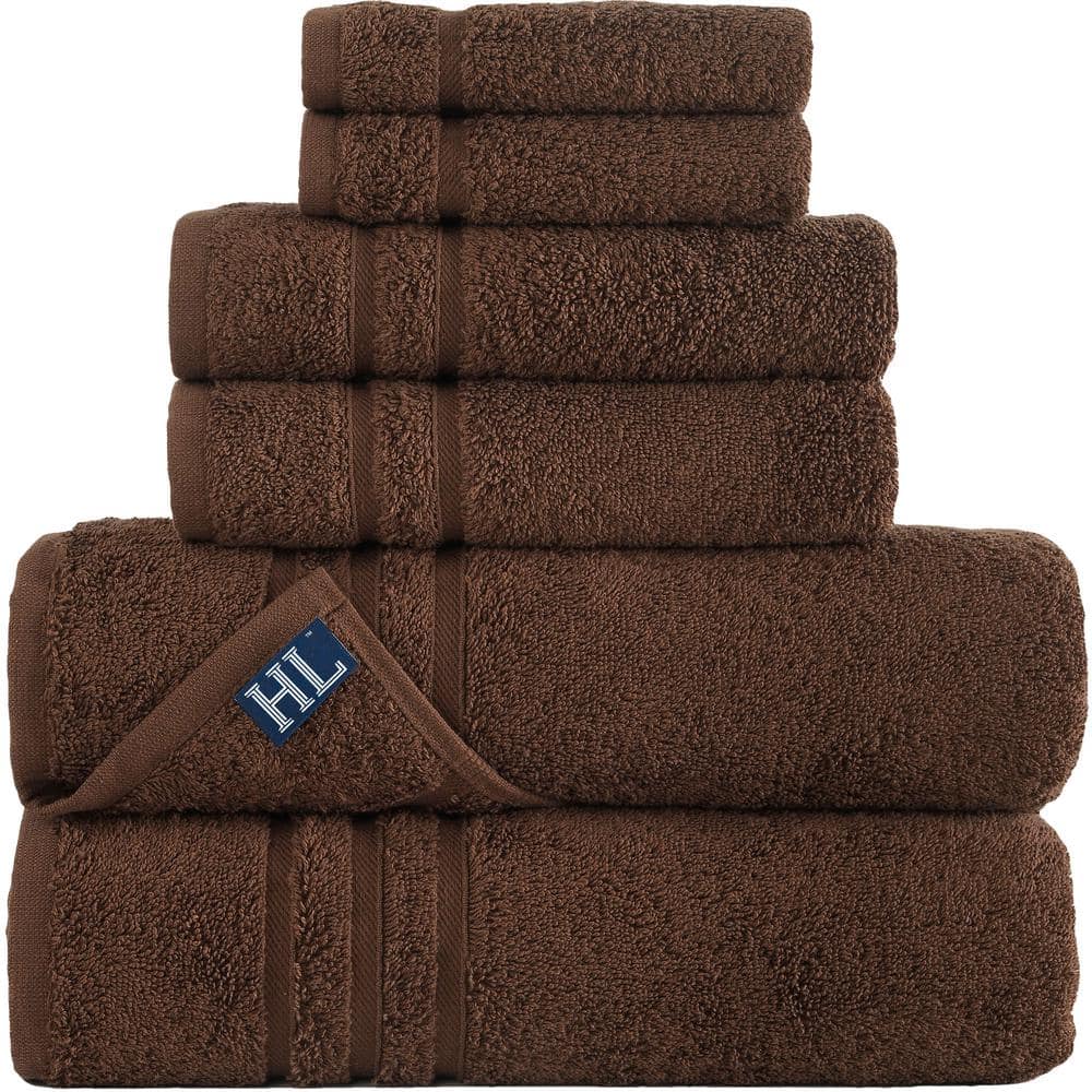 Hawmam Linen Brown 6-Piece Bath Towels Set for Bathroom Original ...