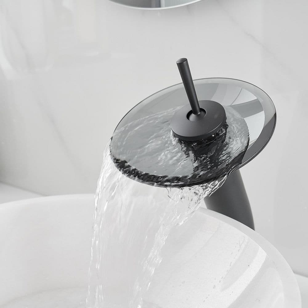 Matte Black Stainless Steel Waterfall Vessel Sink Faucet