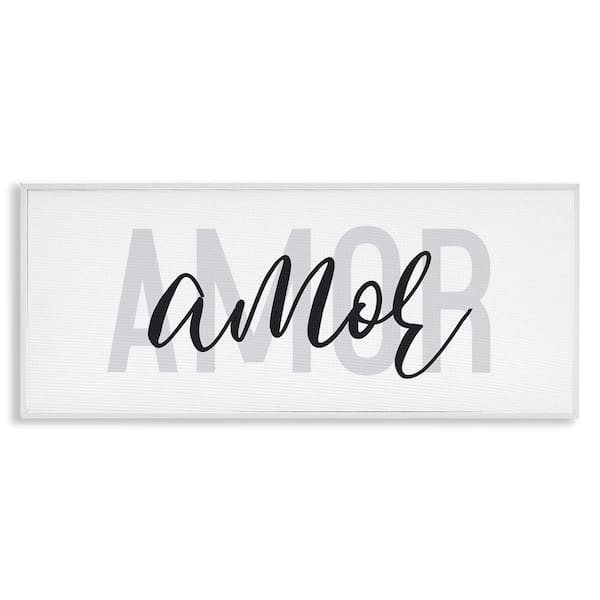 Stupell Industries Amore Simple Love Text by Wild Apple Portfolio White Framed Typography Giclee Art Print 10 in. x 24 in.