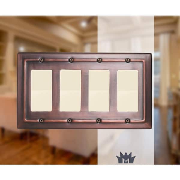 Architectural 4-Gang 4-Rocker Wall Plate (Antique Copper Finish)