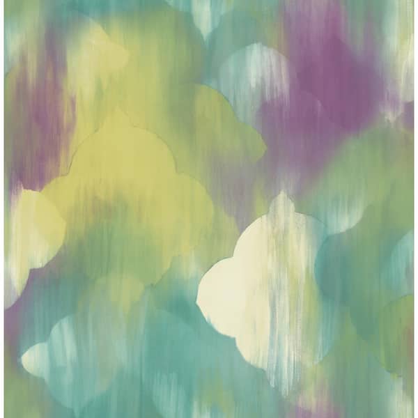 Seabrook Designs Rainbow Clover Lime Green, Teal, and Purple Paper Strippable Roll (Covers 56.05 sq. ft.)